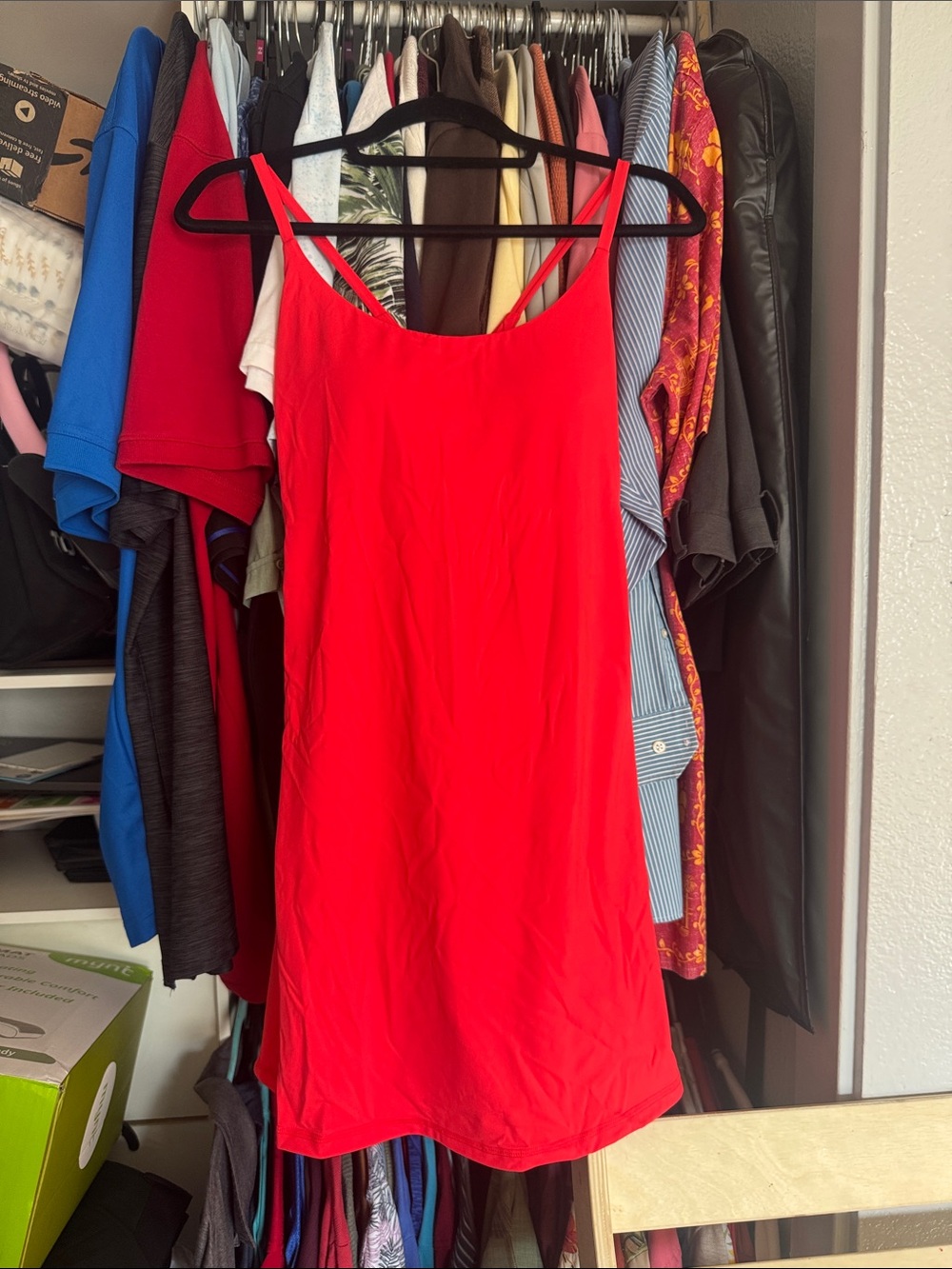 HALARA Red Spaghetti-Strap Mini Dress